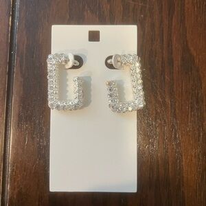 Beeline Women’s Silver Tone Chunky Rhinestone Earrings